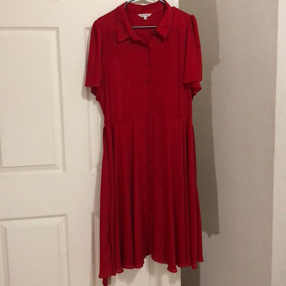 collared red dress